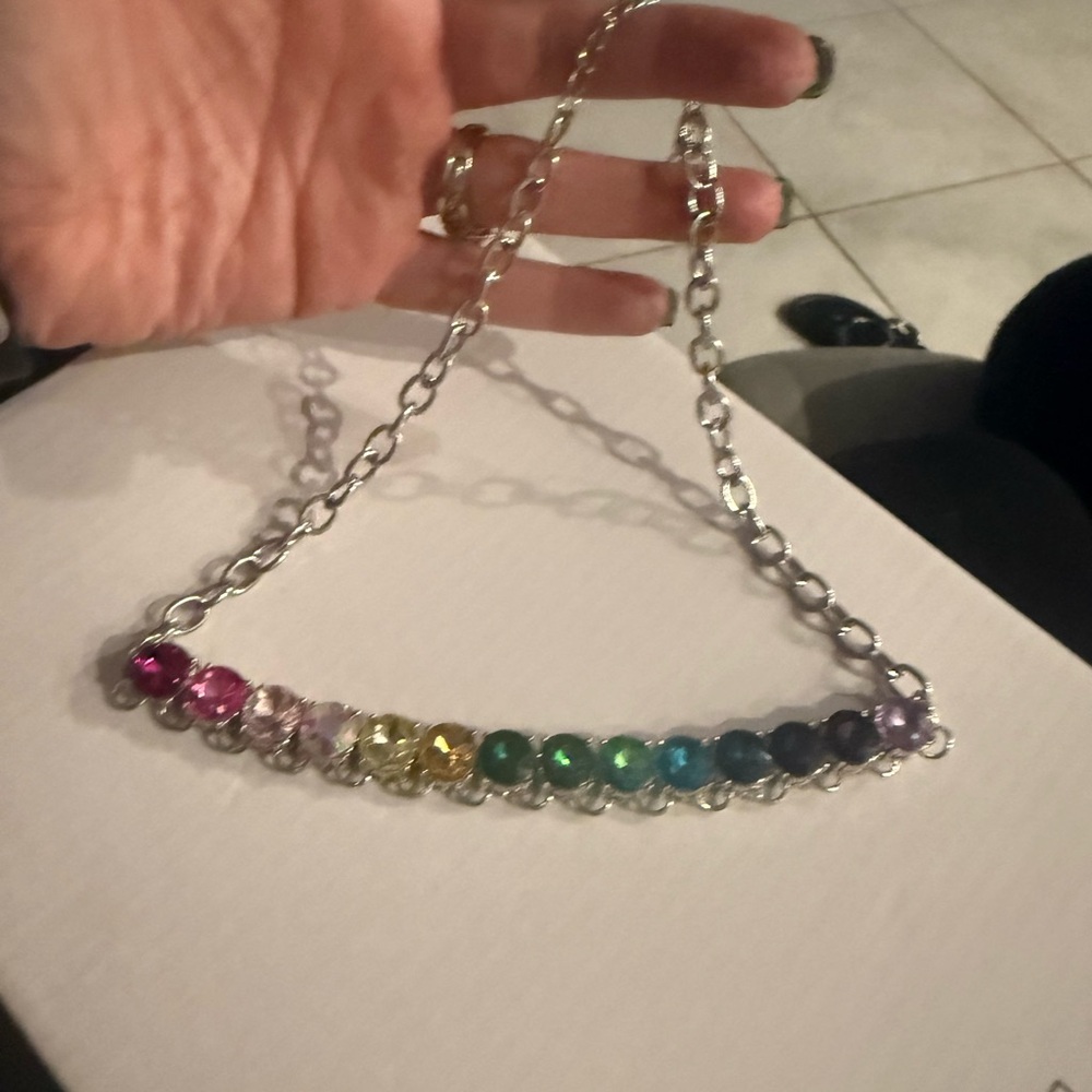 Paparazzi Rainbow Gem Necklace with Silver Chain not for sale